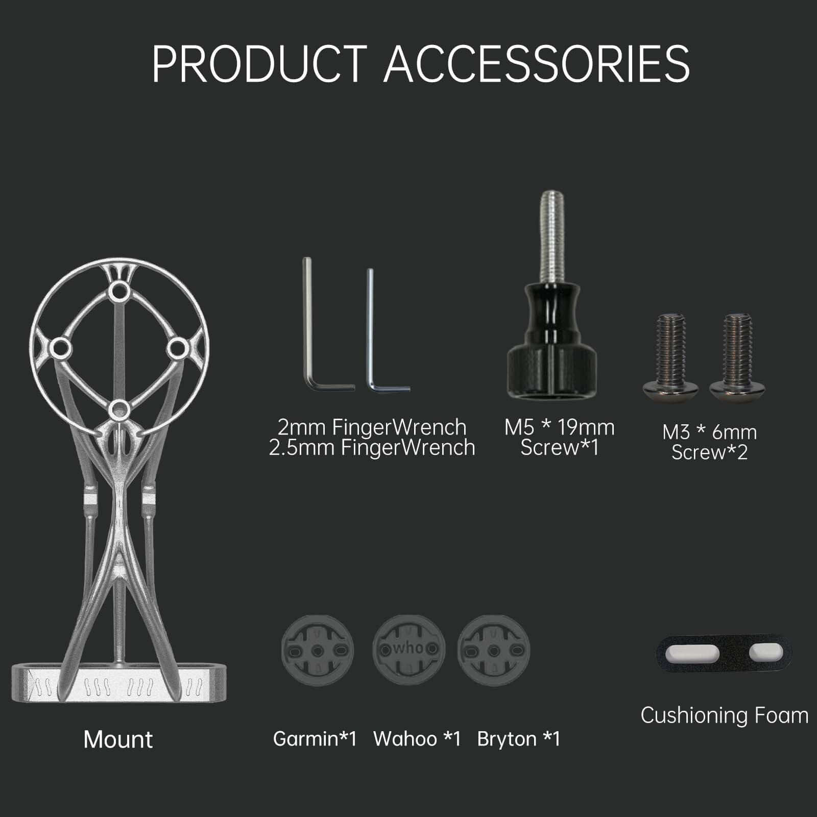 GIANT 3D-Printed Titanium Bike Computer Mount, Samassi Ultra-Light High Strength Bike Mount, Fully Hollowed Design accessories.